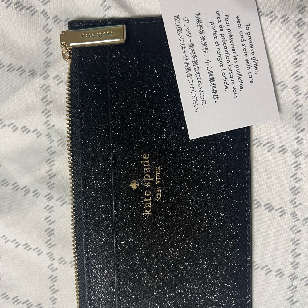 Kate Spade Black Glitter Card Holder